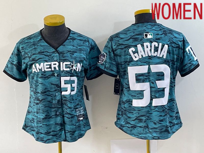 Women Texas Rangers #53 Garcia American League Nike Green 2023 MLB All Star Jersey